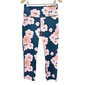🍒 2/$20 🍒 Hunter Green with Pink Floral Pattern Athletic-wear Pants sz Small